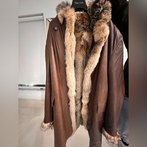 High Quality Mens Full Italian Leather And Fox Fur Jacket